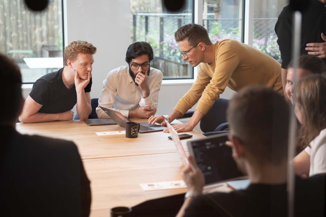 woman leading business meeting