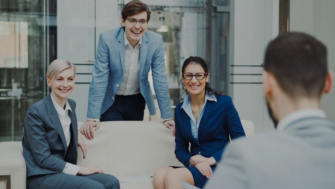 group of executives talking